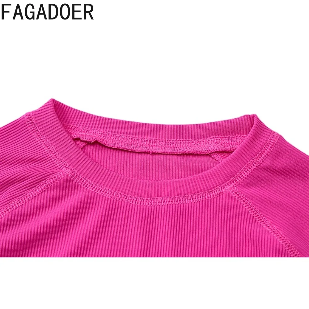 FAGADOER Autumn Casual Solid Sporty Two Piece Sets Women Round Neck Long Sleeve Top And Skinny Pants Outfits Female 2pcs Clothes