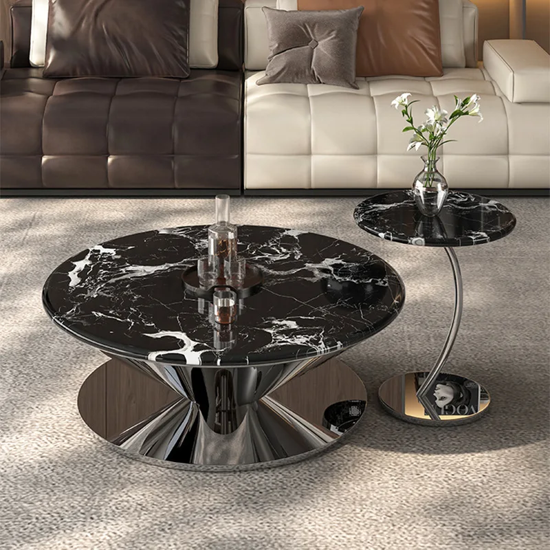 Natural marble coffee table small apartment living room household black rose small coffee table high-end designer coffee table n