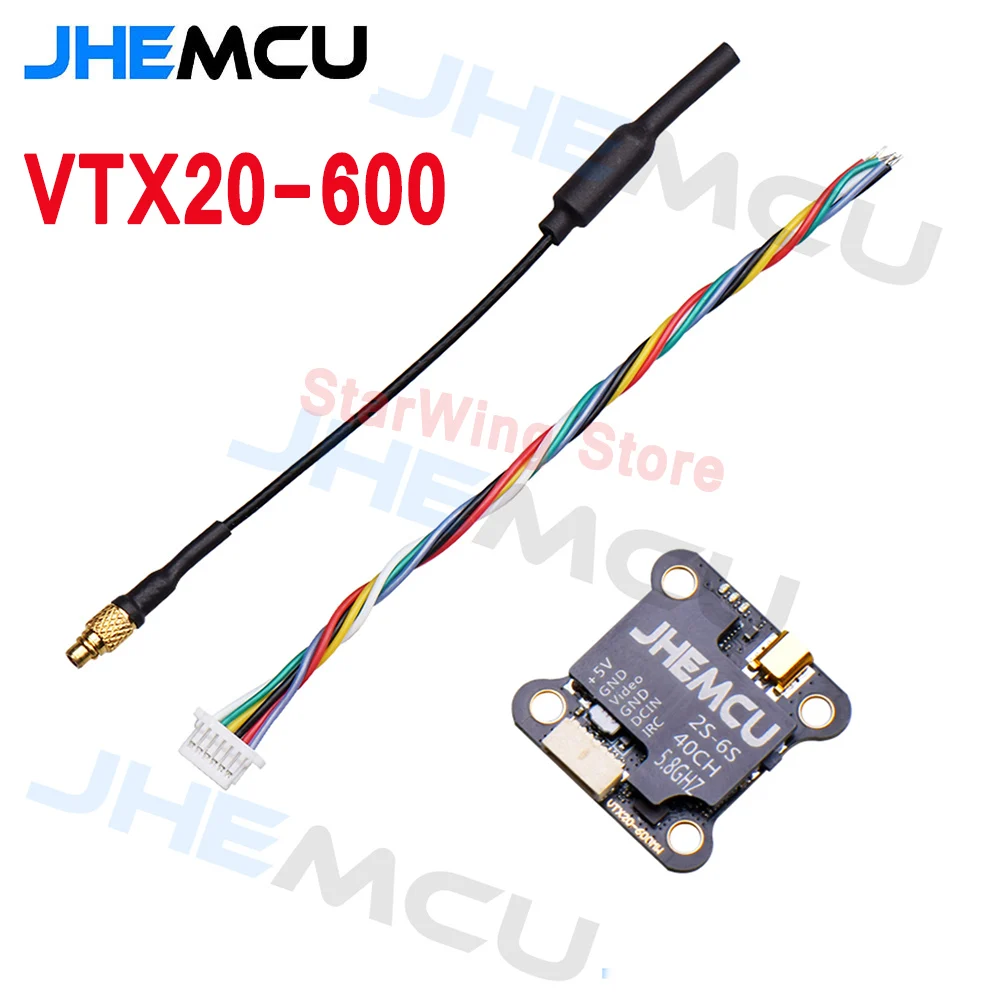 JHEMCU VTX20-600 FPV Crossover Machine Small Four Axis Mini Image Transmission 5.8G 600MW IRC Parameter Adjustment 20X20