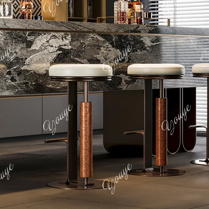 PW C Italian Designer Bar Chair Cafe Minimalist High Stool Light Luxury Front Desk Creative High Bar Chair