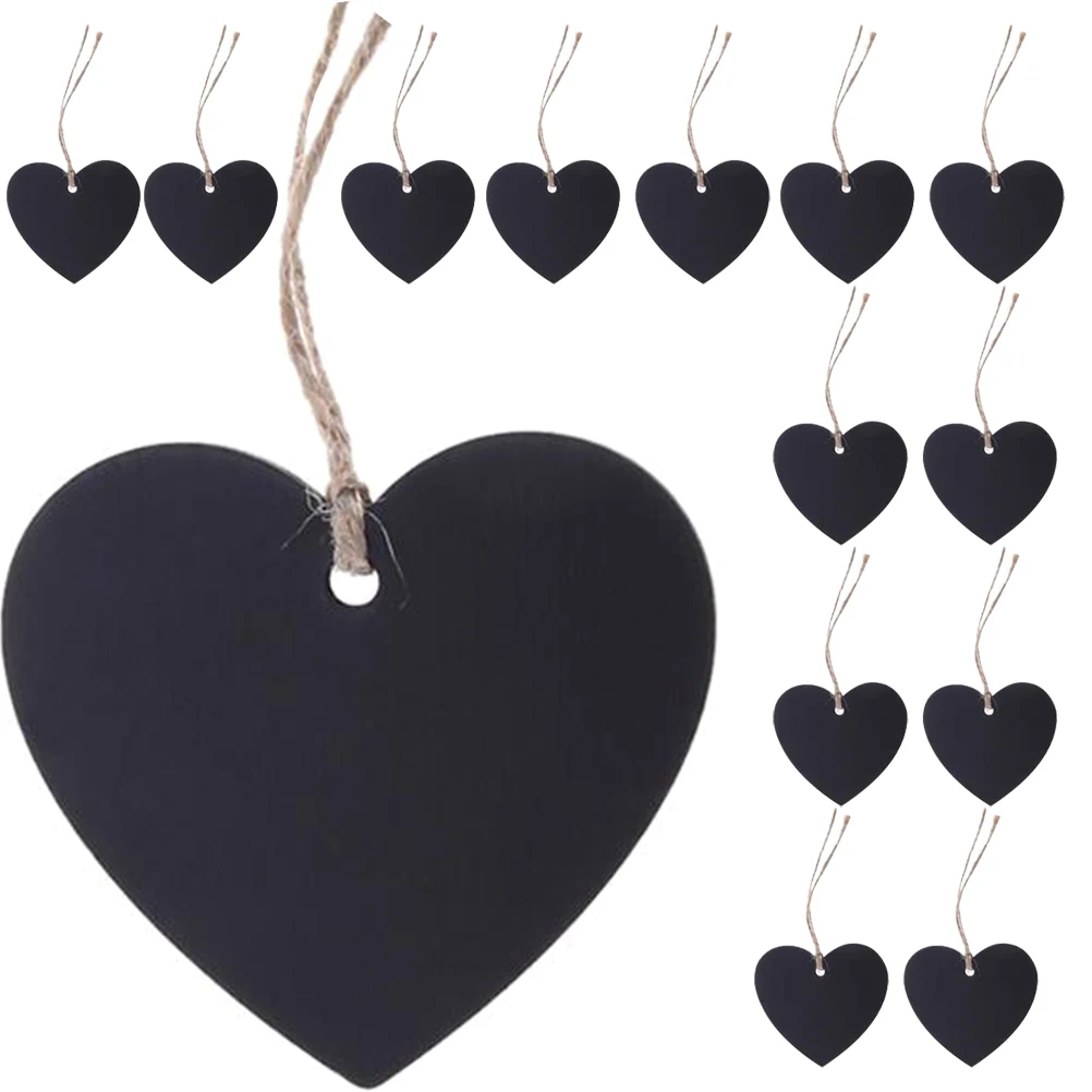 

40pcs Unfinished Blank Wooden Heart Shape Label Price Display Tags DIY Price Wooden Label DIY Double-Sided Blackboard Home Decor