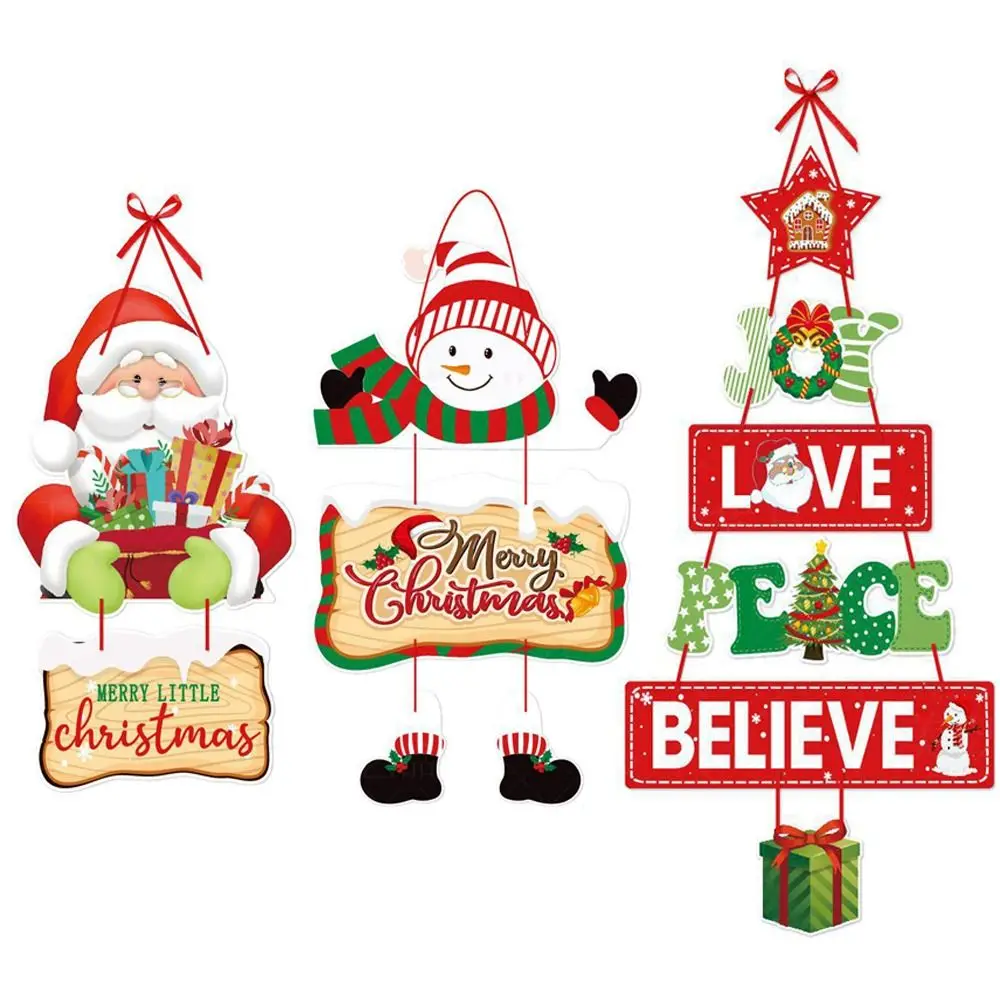 

New Santa Claus Christmas Hanging Flag Christmas Tree Snowman Door Sign Pendant Noel Christmas Door Hanger Party Decor