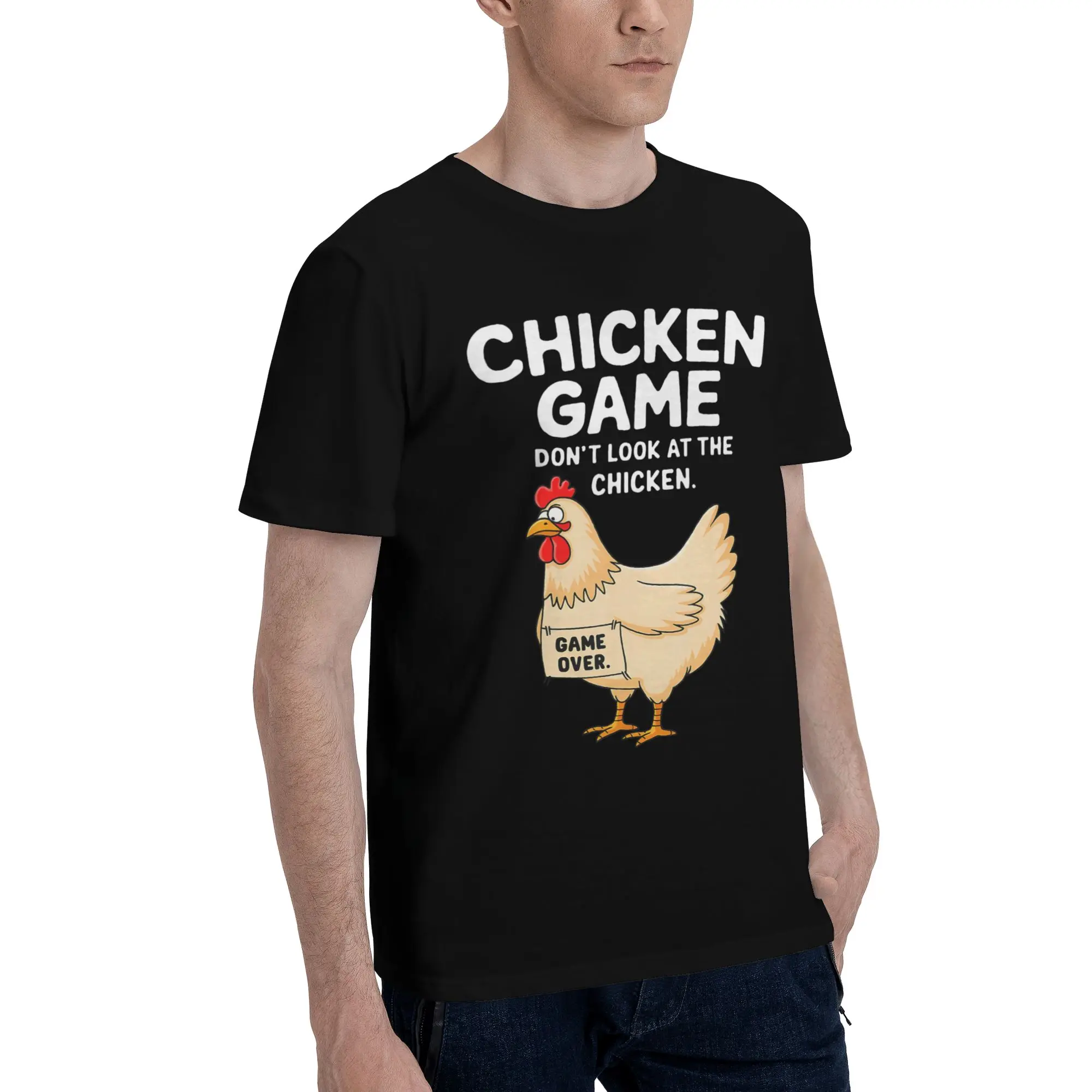 Mens Womens Chicken Game Dont Look At The Chicken Shirt Pure Cotton Graphic Printing T-Shirt  Clothing Outfits