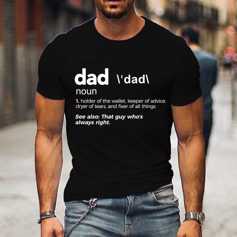 Tops Tees Harajuku Fashion Trend Letter T-shirt Funny Dad Noun Graphic T Shirts Men's Streetwear Short Sleeve Father Day Gift