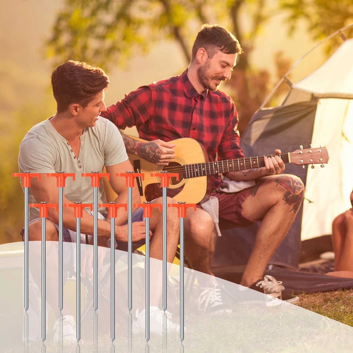

10 Pack Tent Ground Pegs Heavy Duty Metal Tent Stakes for Hard Ground Camping Awnings