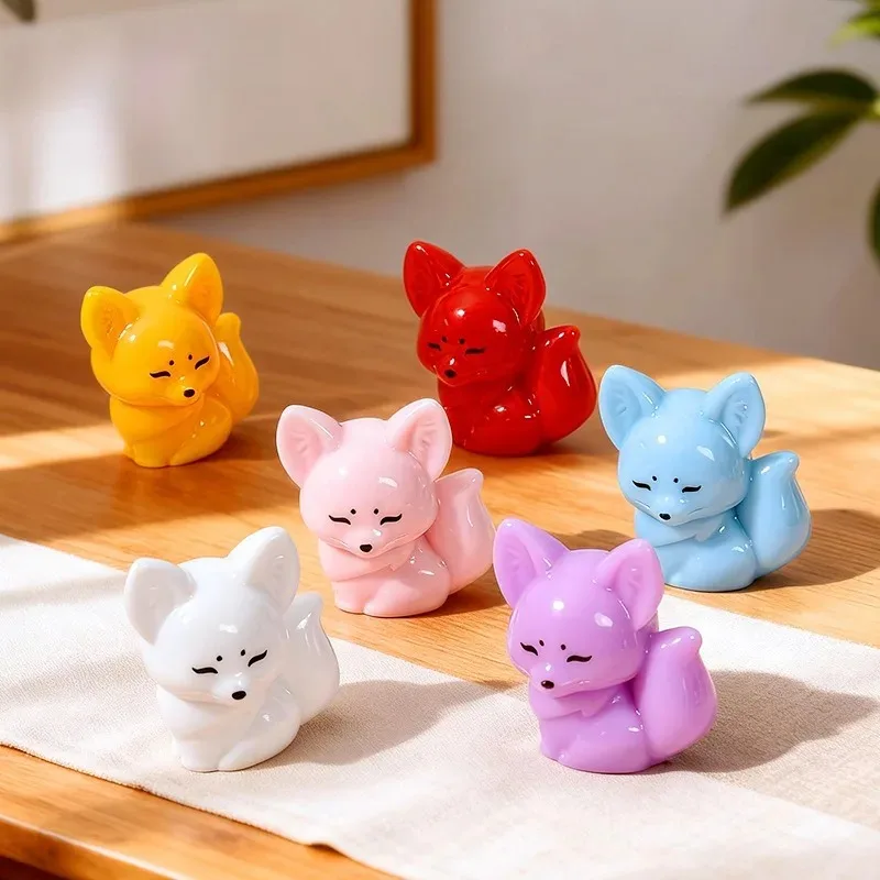 10Pcs Cute Fox Decoration Resin Cabochon Kids Hairpin Headwear Key Chain Accessories Scrapbooking Clothing DIY Craft Supplies