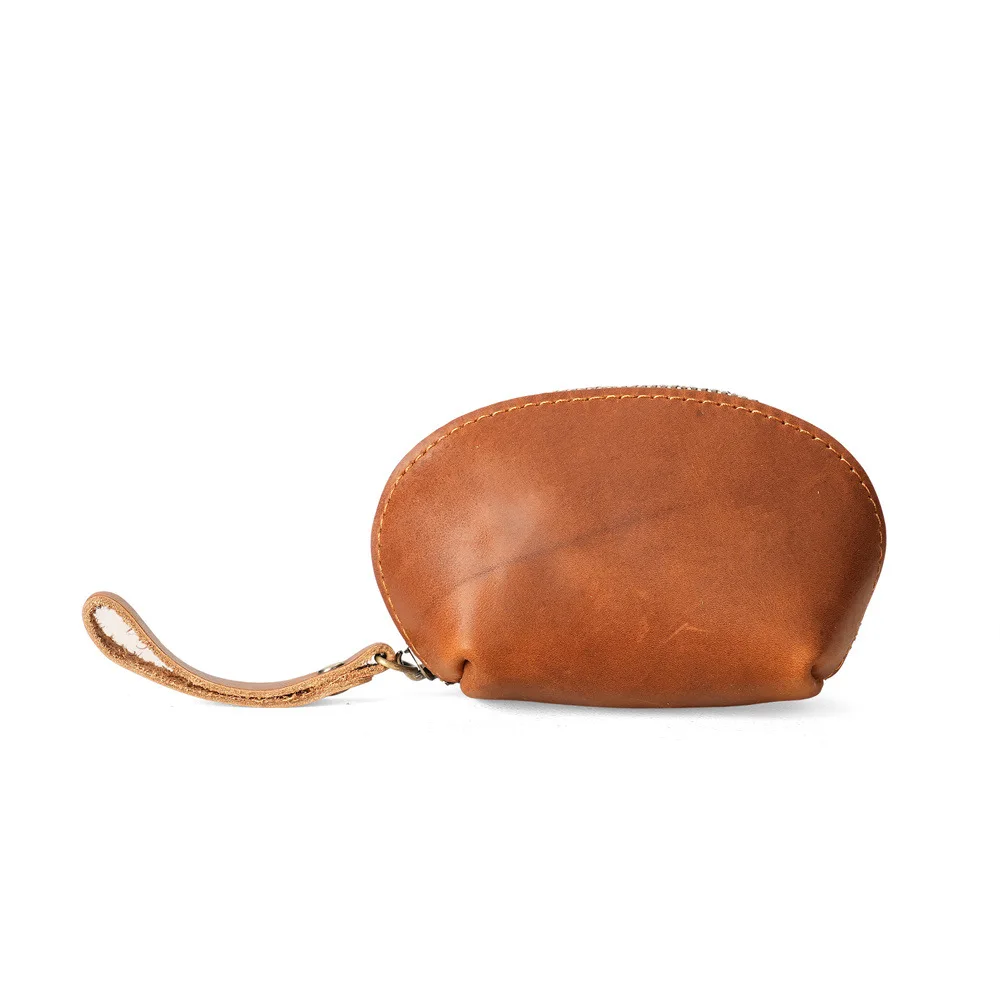 1143 Unisex retro crazy horse leather cowhide leather coin purse, casual portable card bag, zipper coin purse