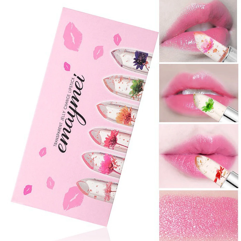 Waterproof Flower LipStick Jelly Flower Transparent Color Changing Lipstick Lasting Moisturizer Jelly Flower Lip Balm Lip Makeup