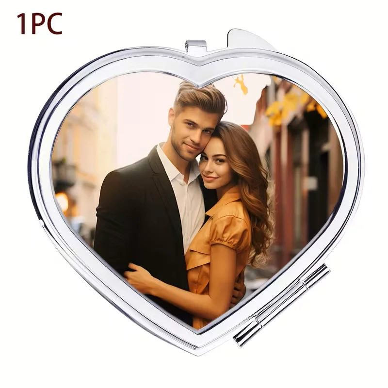 Custom Heart-Shaped Photo Makeup Mirror, Portable Travel Mirror for Gifting, Daily Use, and Bride Souvenirs, Handheld Mirror
