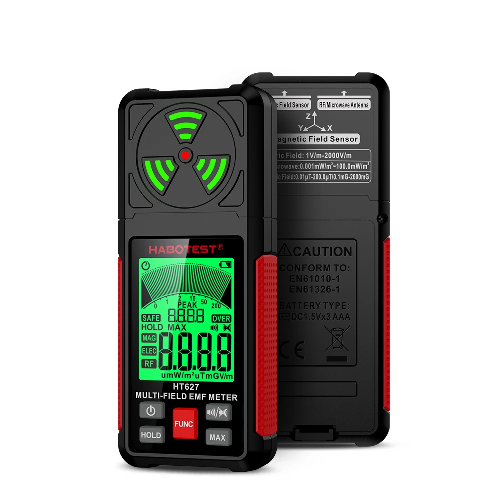 3 in 1 Electromagnetic Radiation Tester Portable Handheld Portable Radio Frequency Field Tester Portable Digital EMF Meter HT627