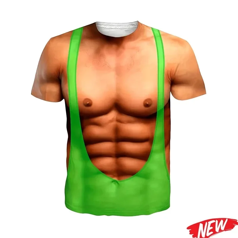Funny Abs Muscle Graphic T Shirt For Men Hawaiian O-neck Short Sleeve Fashion Casual Tee Shirts Street Holiday Party T Shirts