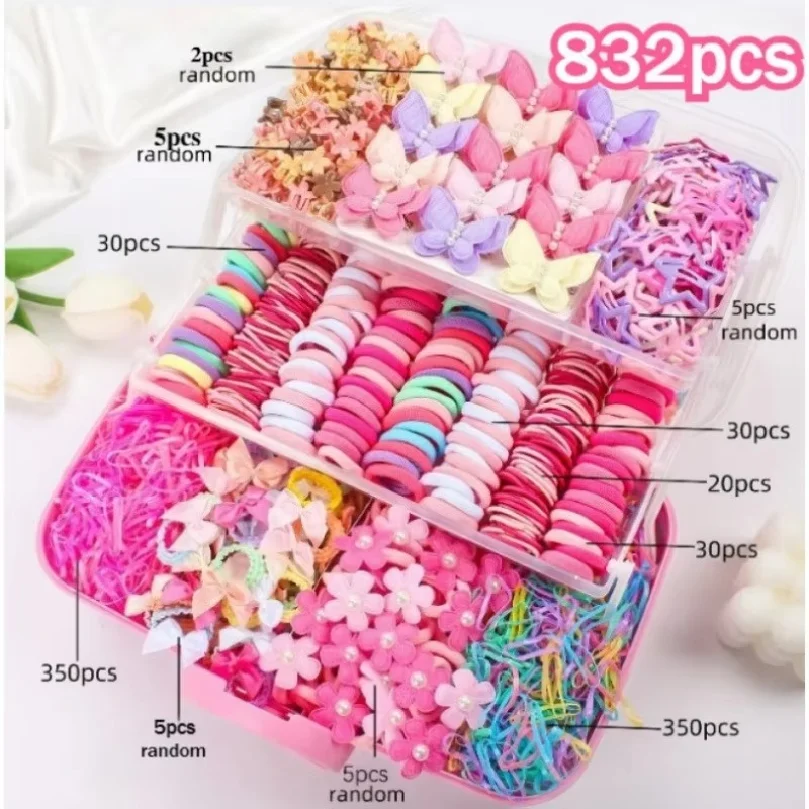 832 Pieces of Dopamine Sweet Accessory Set | Bow, Mini Clips – Perfect for Kids Hair Accessories, Holiday Gifts
