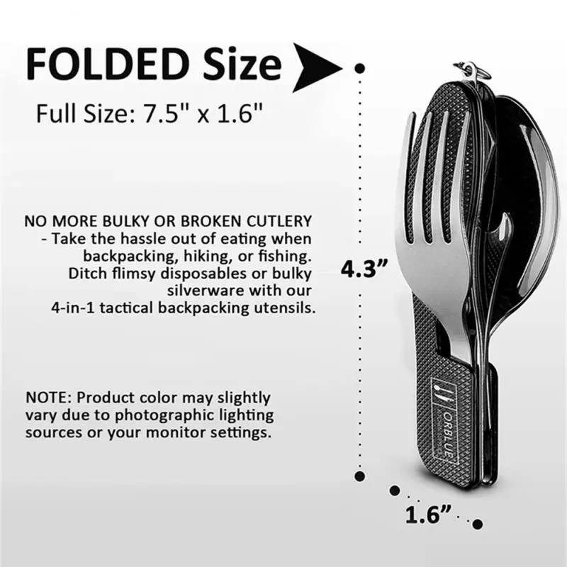 Tablespoon Set 4 In 1 Foldable Spoon Knife Fork Bottle Opener Stainless Steel Folding Pocket Kits Outdoor Tableware Set