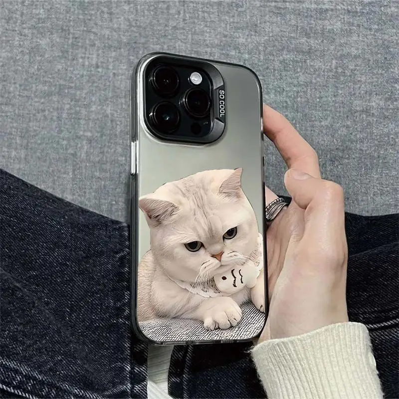 

Dried fish cat design phone case for iPhone 16 15 14 13 12 11 Pro/ Max/Plus shock-proof rear cover anti-fingerprint