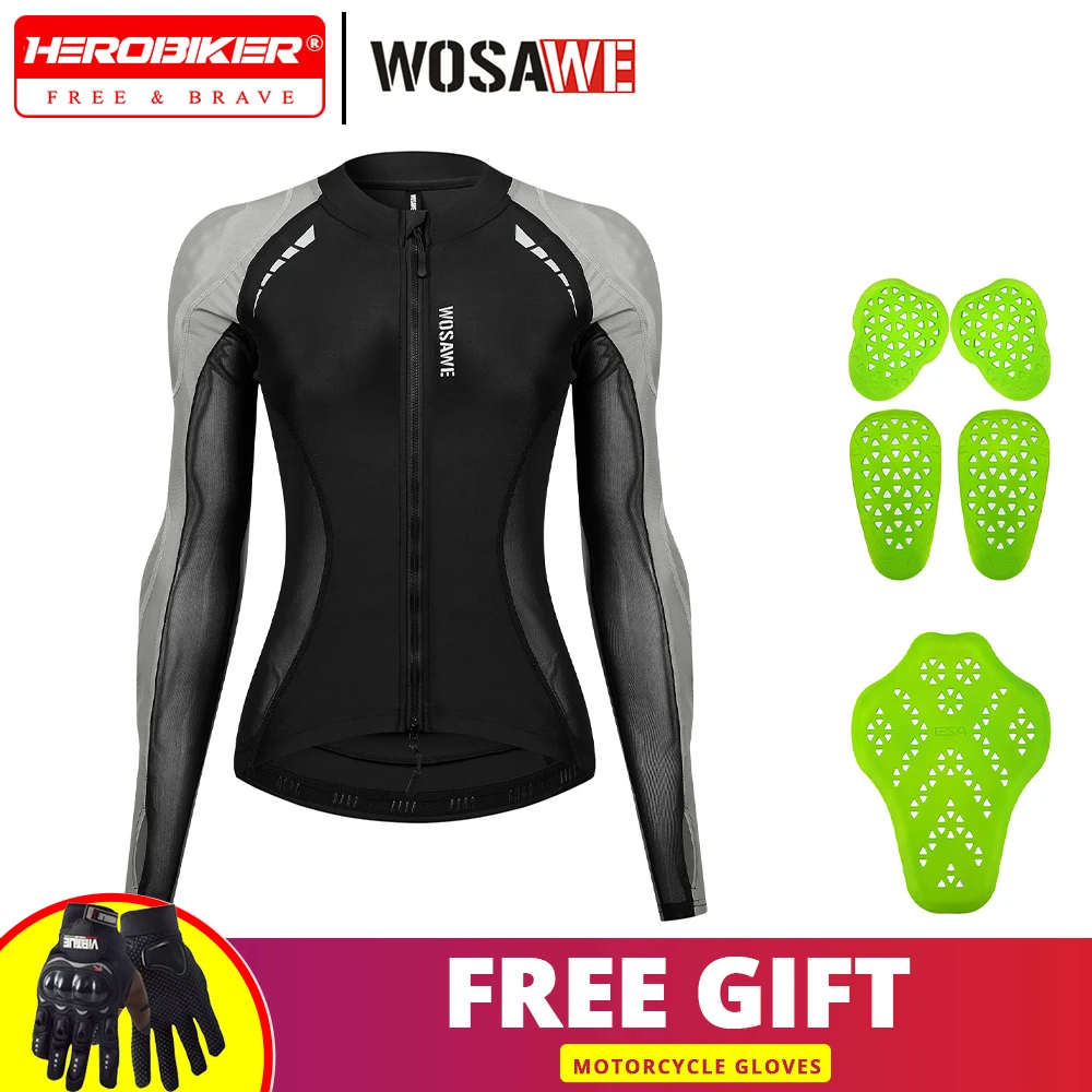 

WOSAWE летняя женская мотоциклетная куртка, бронежилет, сертифицированная CE, одежда для скоростного спуска, мотокросса, защитная одежда для гонок, светоотражающая