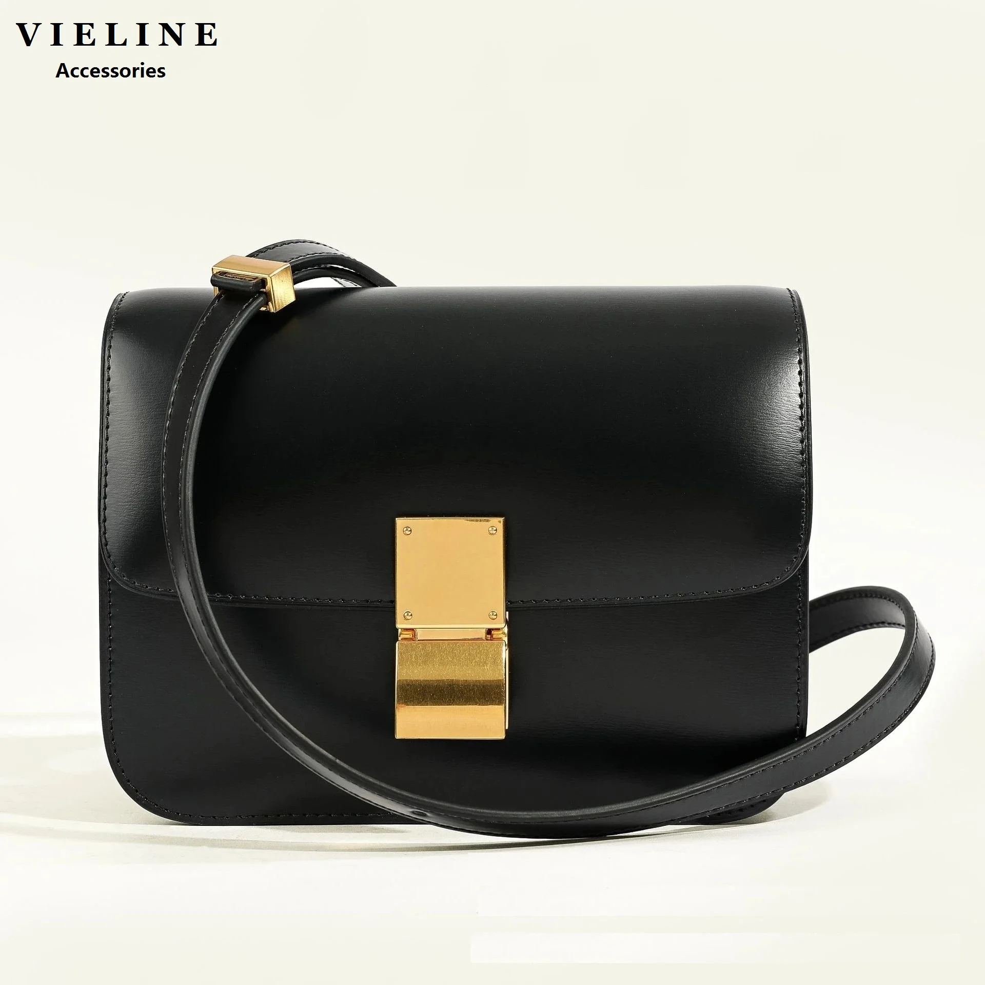 

VIELINE Women's Retro Box Bag Classic Small Square Shoulder Bag Messenger Female Real Leather Flap Handbag