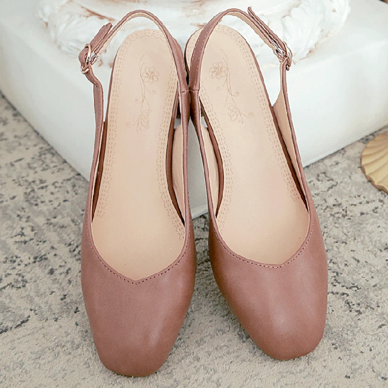 Summer Shoes For Women Sandals 2024 Large Size 52 50 Elegant Back Straps Low Heels Casual Nude Party Office Shoes Ladies Pumps