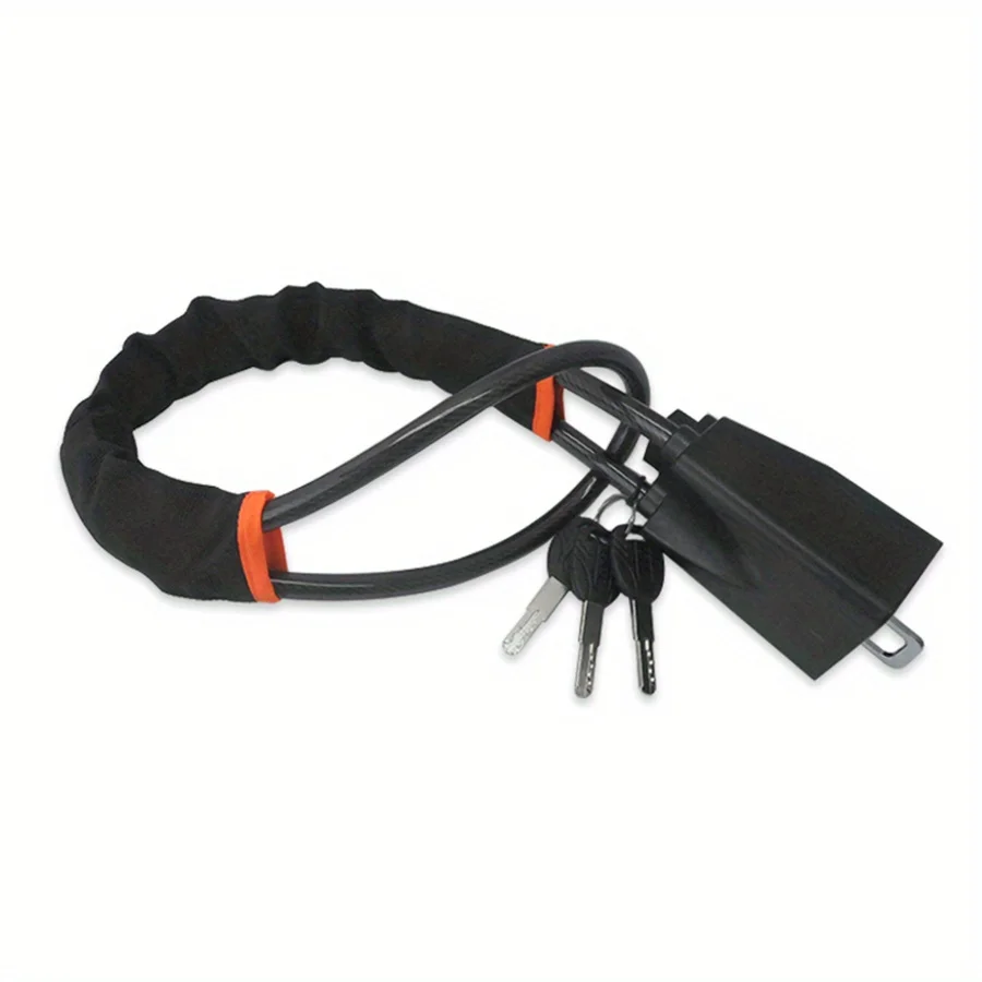 Car steering wheel locking rope locks the car and locks the steering wheel. Locking steel cable for steering wheel