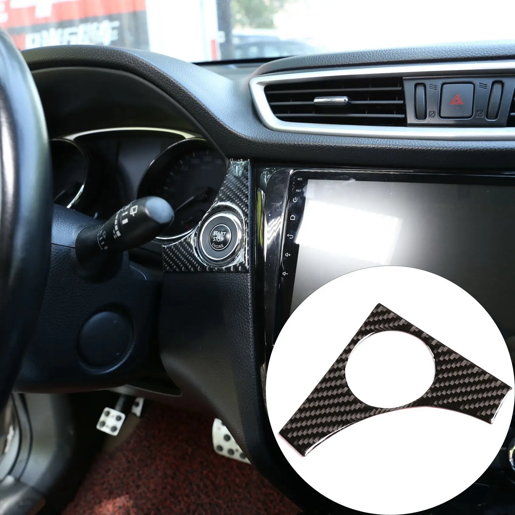 Carbon Fiber ABS Central Control Ignition Switch Trim Cover for Nissan X-Trail 2014-2018 Decoration Stickers