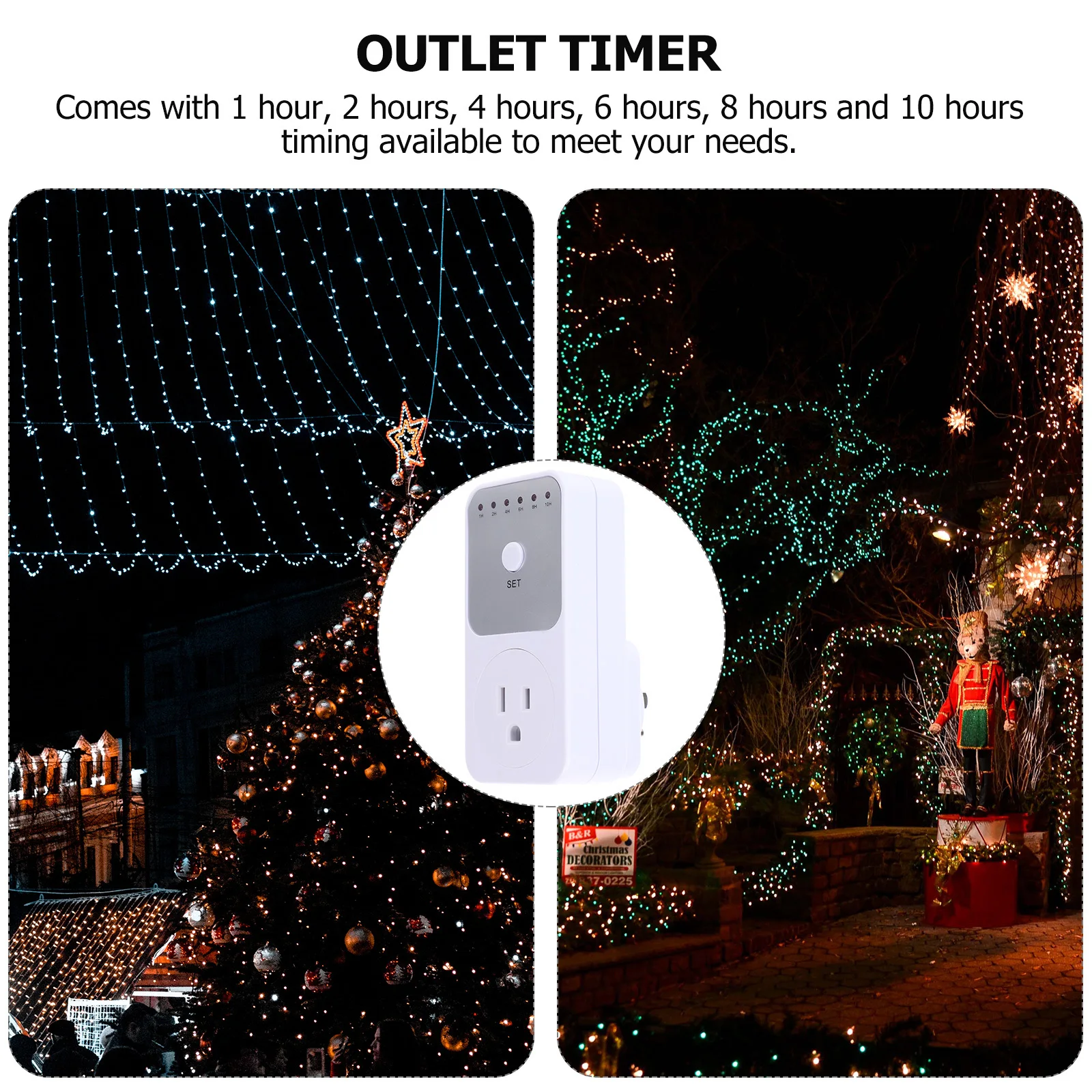 

2pcs Outlet 3-Prong Adjustable Electric Timer Plug 1-10H Auto Off Function For Lights Indoor Wall Socket Appliance Timer