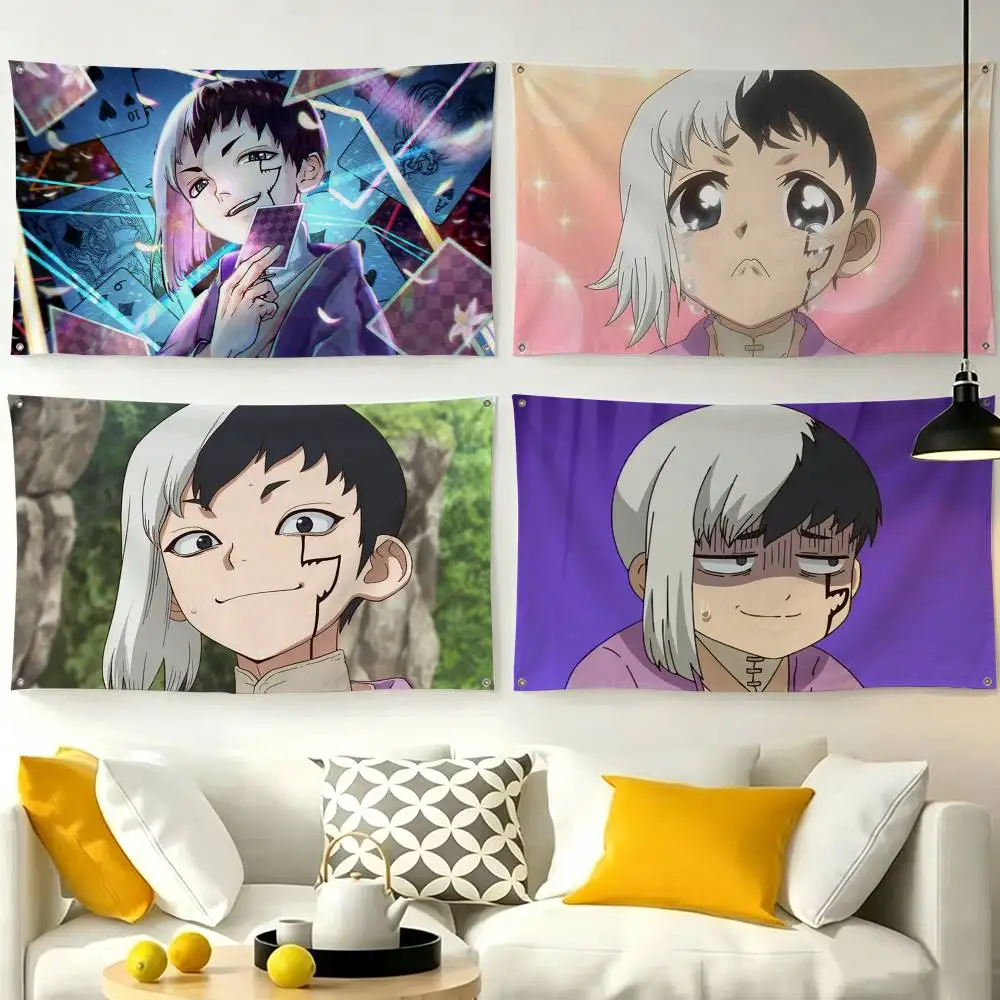 Anime Dr STONE Asagiri Gen Flags Wall Hanging Tapestry Outdoor Garage Room Decorative flag Background Blanket