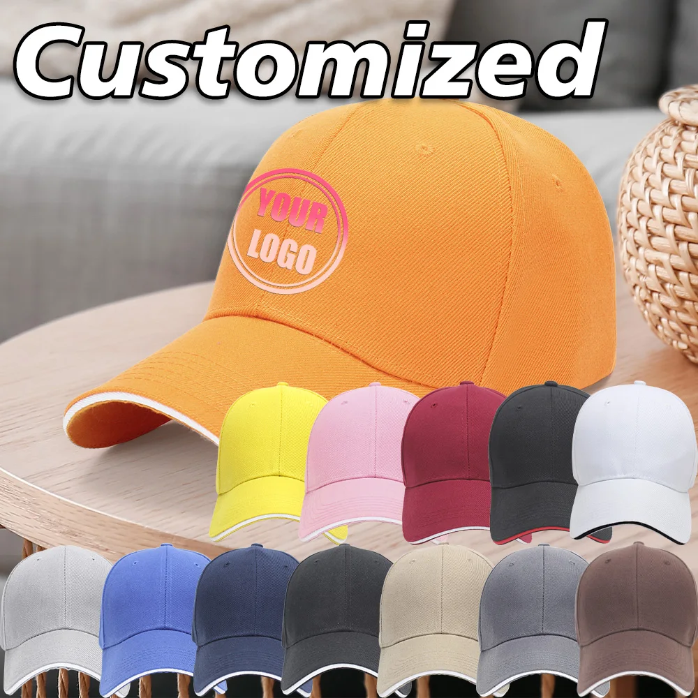 

Custom polyester interlayer letter printing process cap, simple solid color casual cap, sports style baseball cap