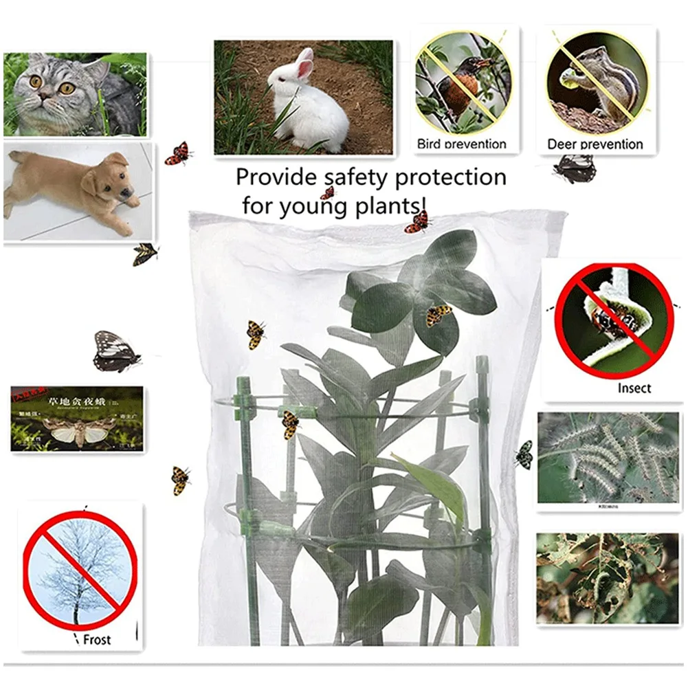 LICE-Vogel Barrière Netting Mesh Met Trekkoord, tuin Bug Netting Plant Cover Voor Beschermen Plant Bloem Van Insect Vogel 2 Stuks