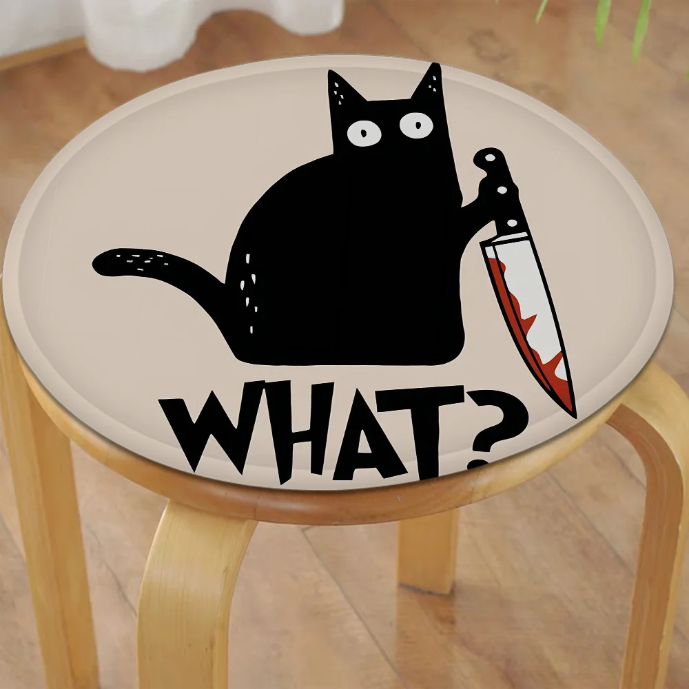 Black Cat Tie Rope Dining Chair Cushion Circular Decoration Seat For Office Desk Cushions Home Decor