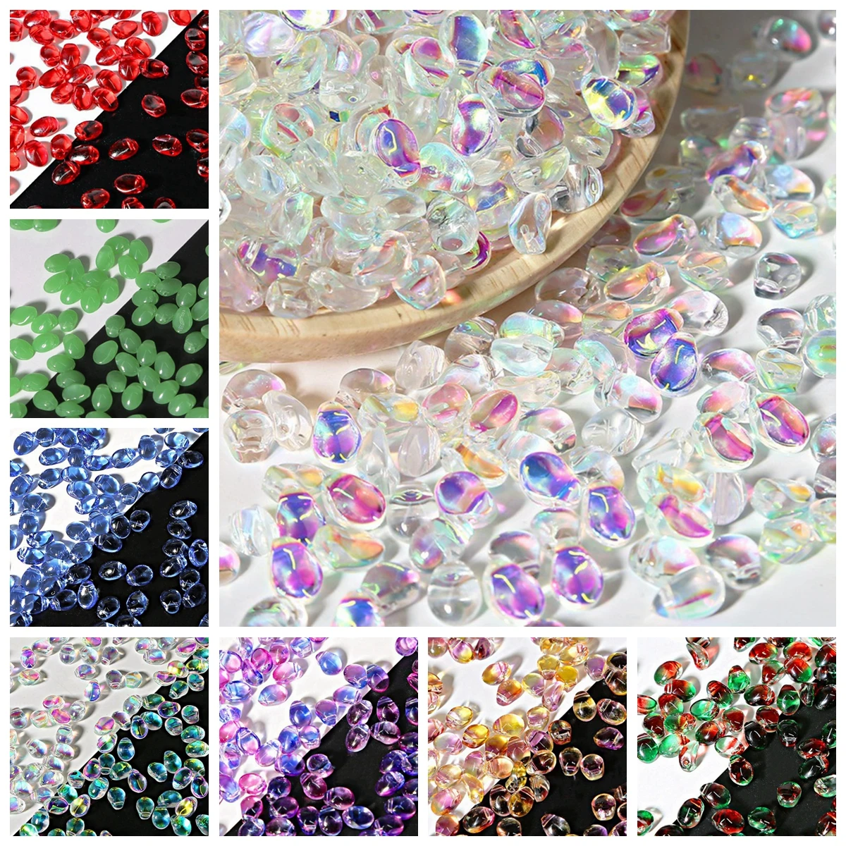 

50pcs 6mm x 8mm Teardrop Shape Crystal Glass Loose Crafts Beads lot Top Drilled Pendants for Earring Jewelry Making DIY Crafts