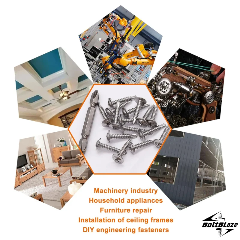 Sekrup 410 Stainless Steel Self-Tapping, #8 kepala Truss, 160 Pcs, 1/2 "sampai 1-1/2" Ukuran