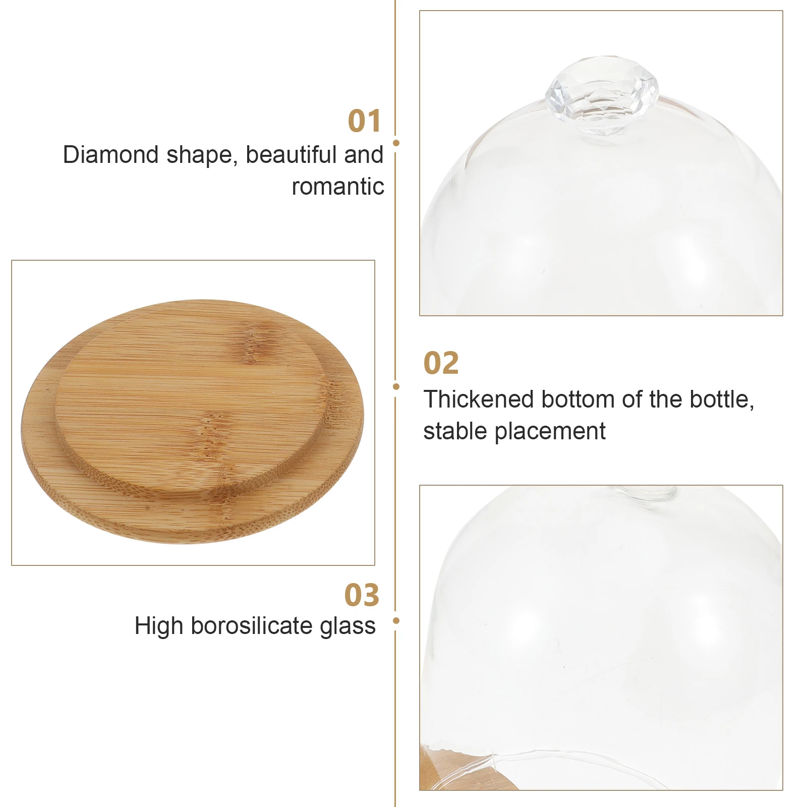 

Preserved Flower Glass Cover Clear Dome Bell Jar Display Eternal Vase Home Decor Shop Coffee Gift Realistic Plants Stylish Shape