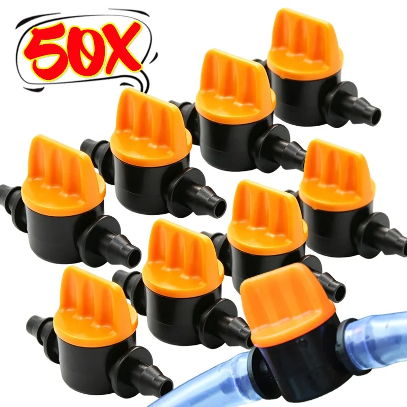 50/10x Universal Drip Irrigation Valves Adjustable Micro Hose Nozzles Water Saving Valve Fitting For Garden Greenhouse Watering
