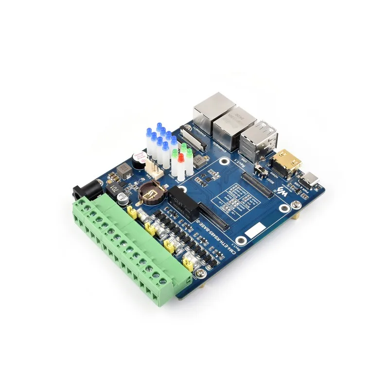 WaveshareDual ETH Quad RS485 Base Board (B) for Raspberry Pi Compute Module 4, Gigabit Ethernet, 4CH Isolated RS485