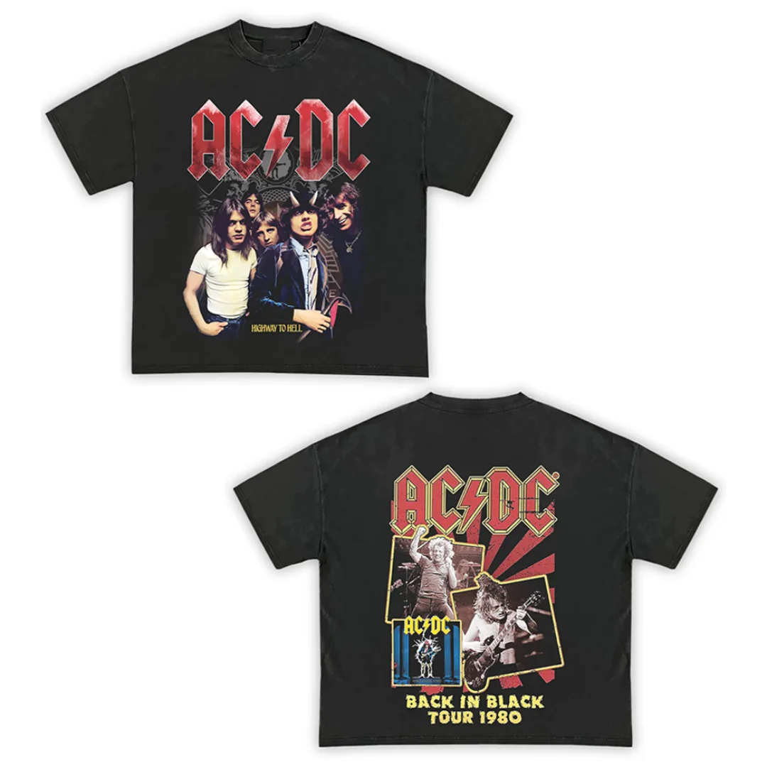 الفرقة مزدوجة الوجهين التوقيع جولة الجرافيك المحملة الرجال غسلها تي شيرت الذكور الرجعية روك تحت عنوان عادية مريحة الشارع الشهير التي شيرت