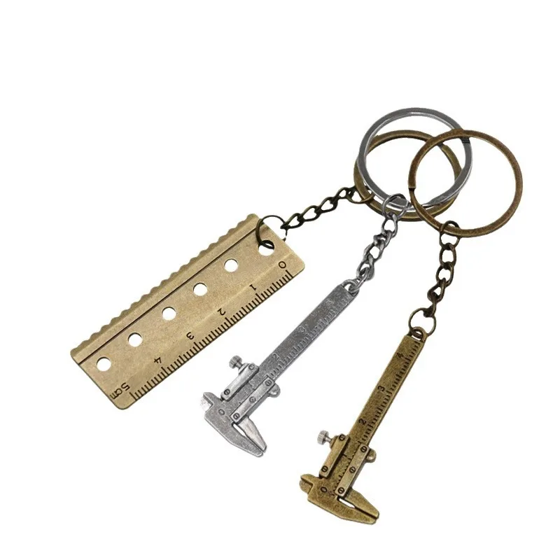 Portable Mini Metal Ruler Vernier Caliper Ruler Key Chain Movable Vernier Caliper Ruler Model Keychain Creative Gift