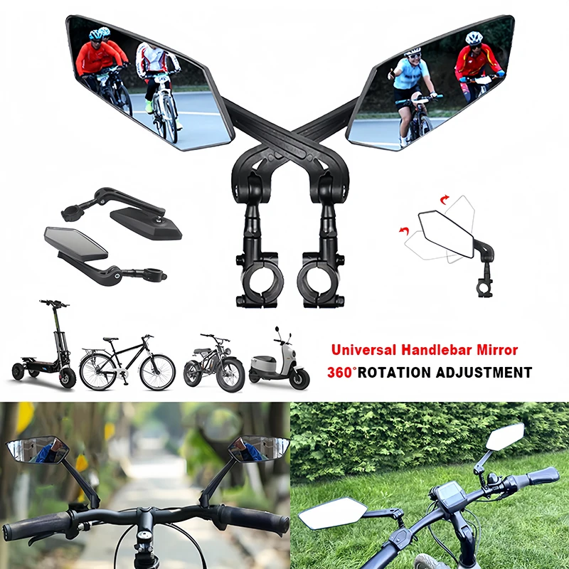 

Bike Rear View Mirror Reflector Adjustable Rotatable Handlebar Mirror Clear Rearview Electric Scooter Cycling Bicycle Accessorie