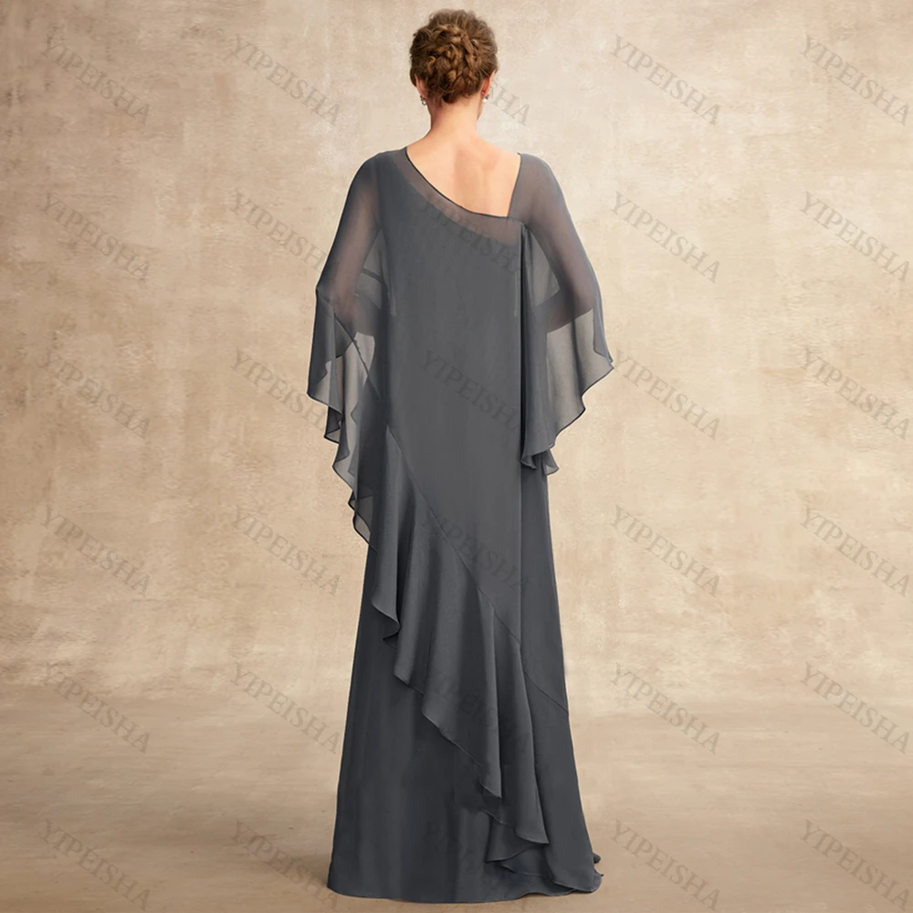 Customized Modern Mermaid Mother Of The Bride Dresses Simple One-Shoulder Beading Ruffles Floor-Length Chiffon Wedding Guest Gow