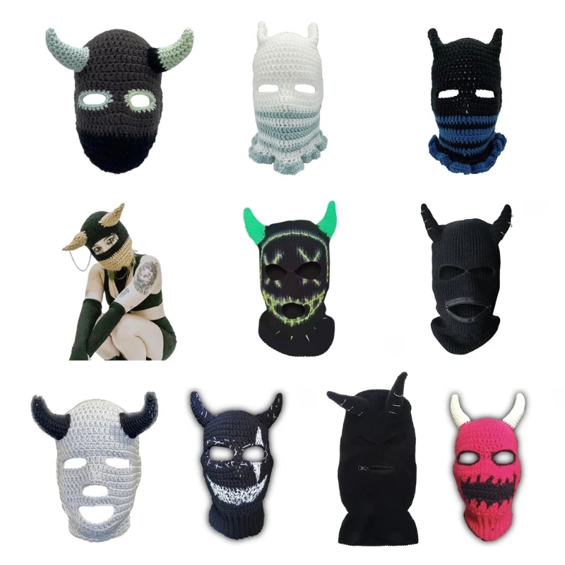 

Balaclava Hat Halloween Balaclava Devil Horn Beanie Mask Cosplay Party Hat Drop Shipping