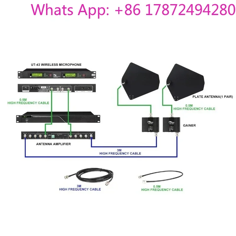 Antenna Gain for WiFi Signal: UHF Digital Wireless Conference System Audio Equipment Wireless Antenna Distribution