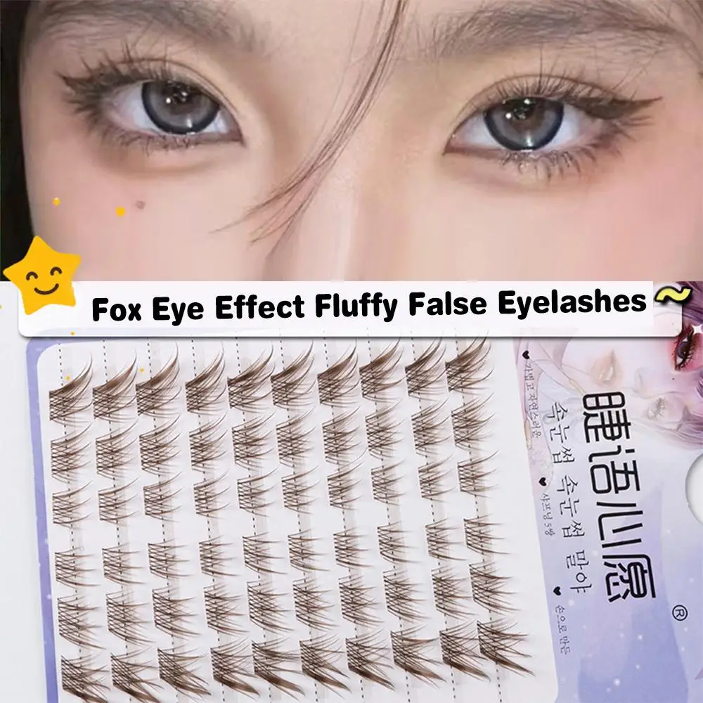 60Pcs Cat Eye Natural Lashes Clusters Manga Wispy C Curl DIY Lash Extensions Wispy Fox Eye Lash Extension for Eyelash Extensions