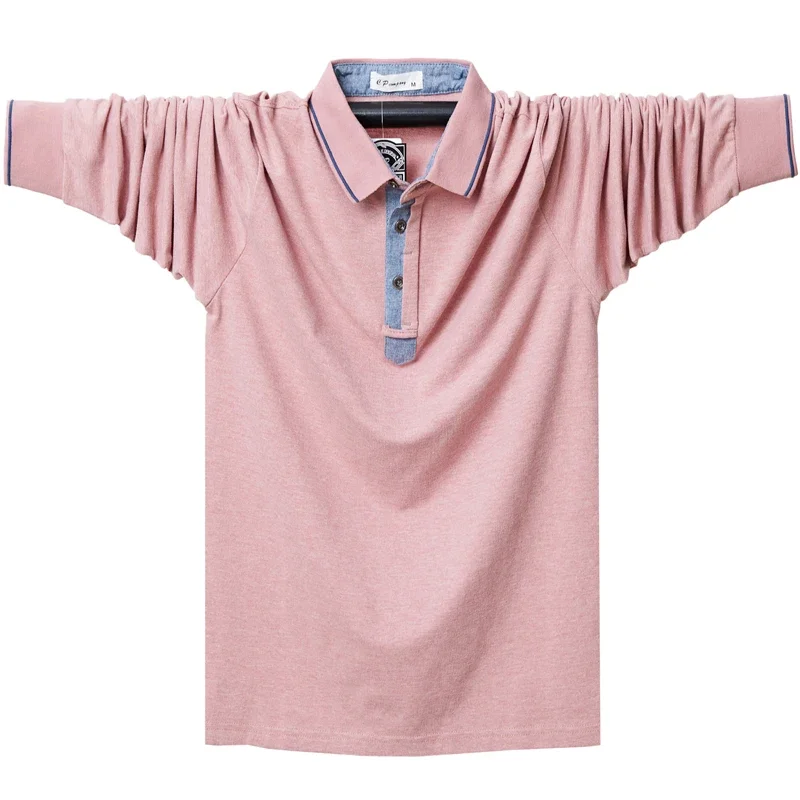 Camisa Polo de manga larga de otoño para hombre, Polo holgado a la moda de talla grande para hombre, camisetas informales de algodón, talla grande 5XL 6XL
