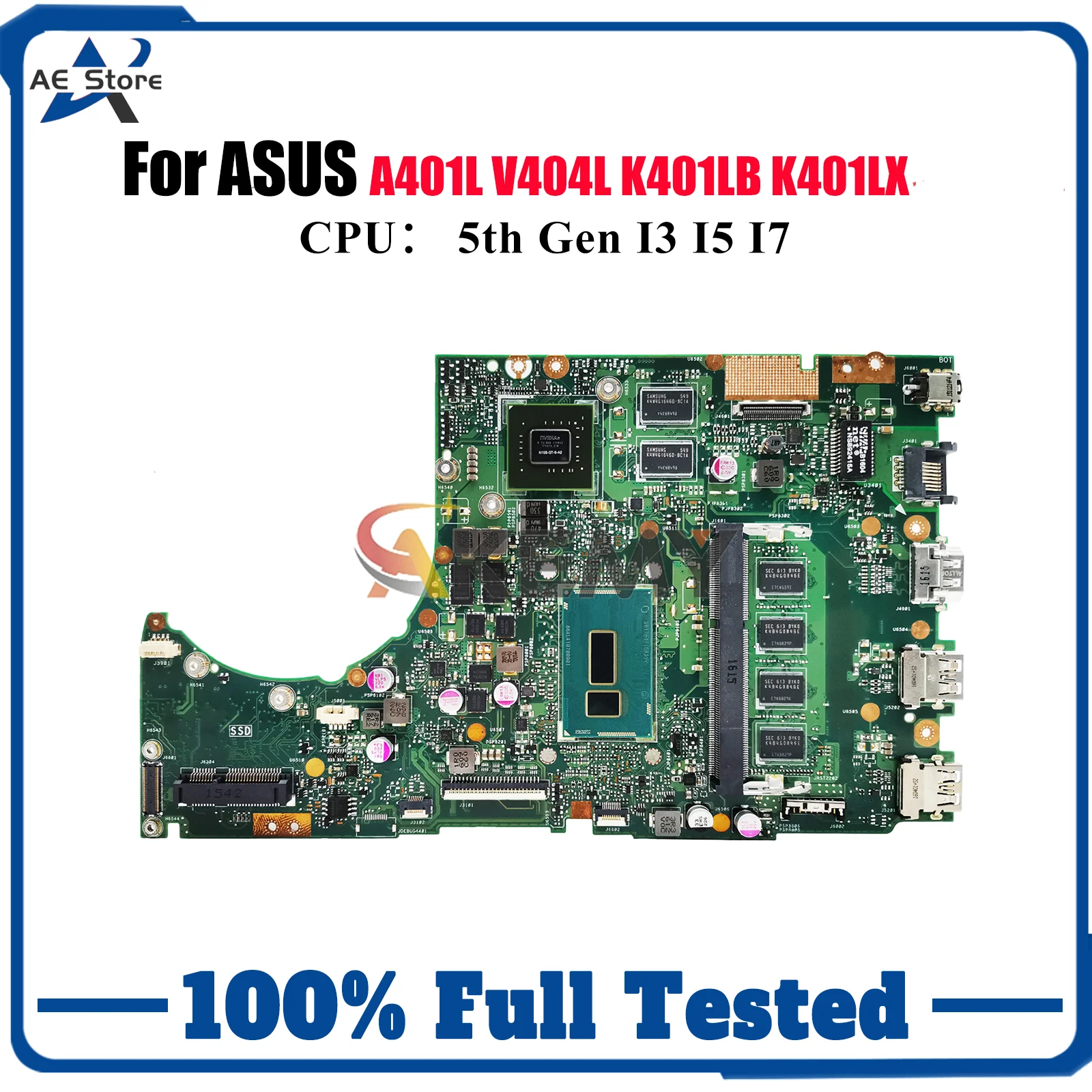 

K401LB Laptop Motherboard For ASUS VivoBook K401LX K401L V404L A401L V405L K401LB Mainboard With I3 I5 I7 CPU 100% tests OK stk