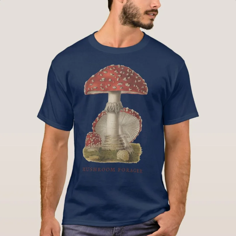 Mushroom Hunter Vintage Magic Shroom T-Shirt 100% Cotton O-Neck Summer Short Sleeve Casual Mens T-shirt Size S-3XL