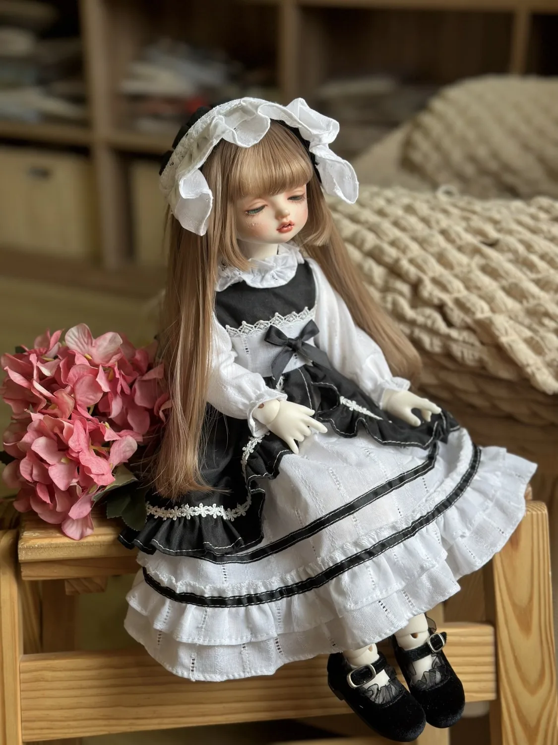 

BJD Doll clothes suitable for 1/3 1/4 1/6 blythe Cotton doll size maid dress Doll accessories