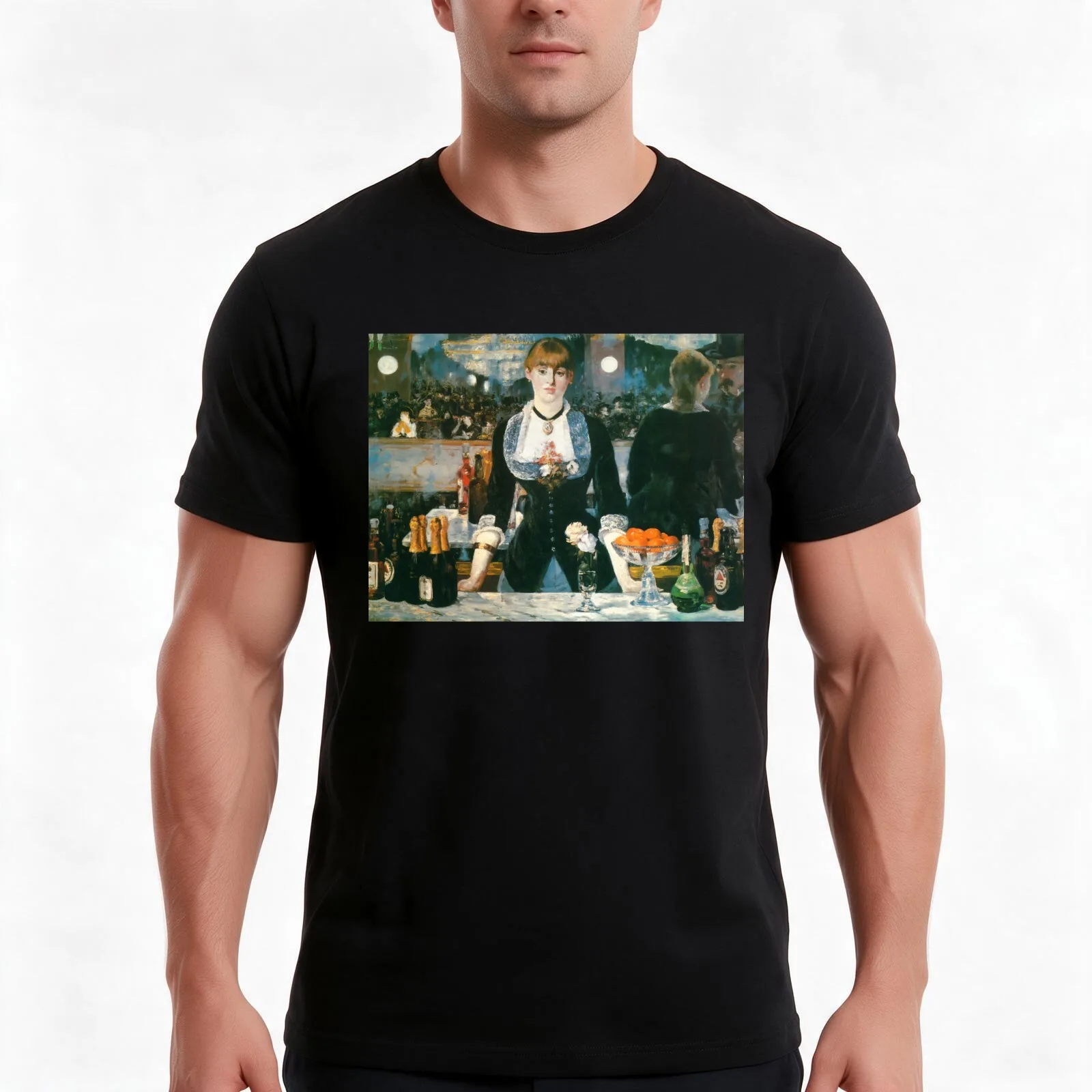 Edouard Manet - A Bar at the Folies-Bergère T-Shirt, Summer Casual Cotton Tee, Oversized Streetwear Tops, Vintage Graphic Print