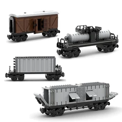 MOC Creative Train Base Boiler Transport Vehicle Urban Retro Carriage Container Building Blocks Children's Toys