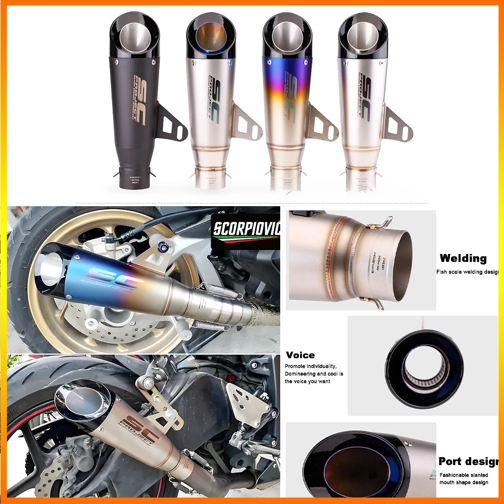 51 مللي متر/60 مللي متر دراجة نارية العادم SC الخمار الأنابيب Z250 Z300 Z400 ZX10 MT0709 R25 R3 R6 لكاواساكي نينجا هوندا ياماها/3 طبقة