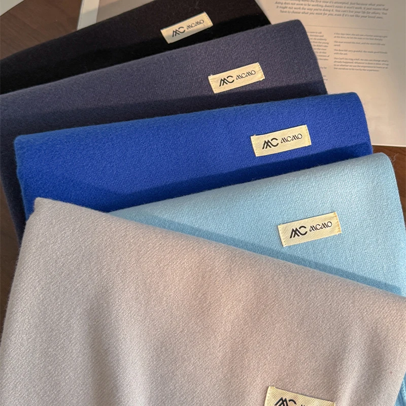 

40-цветный зимний шарф для женщин, длинные теплые кашемировые шарфы, хиджаб, женская однотонная шаль, женский шарф-бандана из пашмины, пончо