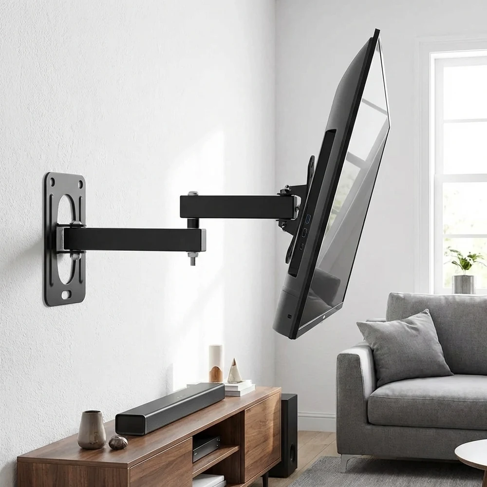 Soporte de Pared Ajustable para Monitor de TV, Soporte Inclinable para Pantalla con Tornillos de Montaje, Compatible con Monitores de TV LCD LED de 10-27 Pulgadas, Instalación