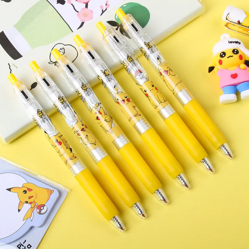 

6pcs Anime Pikachu Gel Pens Kawaii Pokemon Blind Box Black 0.5mm Signature Pen Student Stationery Birthday Surprise Gift